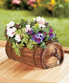 Wooden Wine Whiskey Barrel Planter Plants Flowers Outdoor Indoor Home