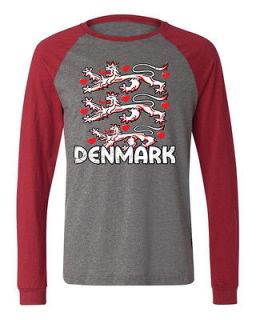 Denmark Coat Of Arms Crest Long Sleeve Baseball T shirt Olympic Game