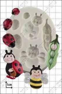 Silicone mould, Peapod Baby & Ladybirds, Sugarcraft, Food Use FPC
