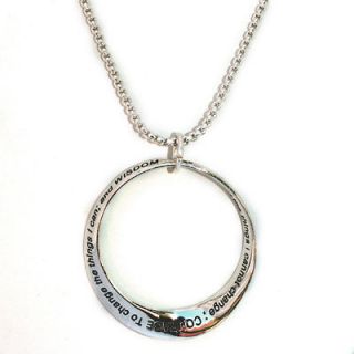 Friend Family Silver Infinity Circle Serenity Prayer Necklace 18+2