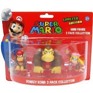 Super Mario Donkey Kong 3 Pack Figure Collection Diddy Dixie