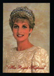Princess Diana wearing a Tiara and Earrings     Trading Card, Not a