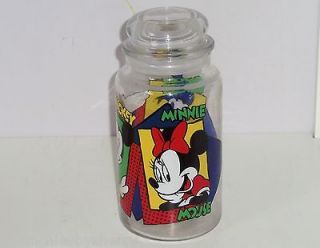 Disney Mickey Mouse Minnie Donald Duck Glass Candy Jar Cookies Snacks