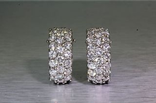 Signed LAYKIN $12,000 5ct VS F Diamond Platinum HOOP CLIP ON Earrings