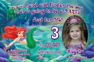 personalized little mermaid birthday invitations