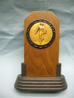 salesman trophy solid walnut award metal insert