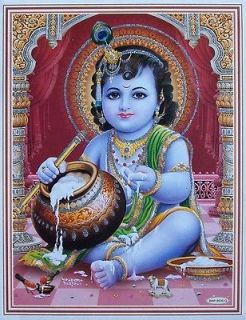 Lord Krishna Baby KRISHNA   Glitter POSTER   9x11 (#9535)