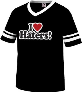 Love Heart Haters Mens V Neck Ringer T Shirt Funny Swagger Sayings