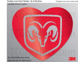 Dodge Heart Love sticker 3m Reflective Vinyl