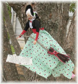 kitchen witch, Potter style, Wiccan Doll Handmade, ladybugs, black