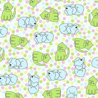Cute Polka Dot Pets Dogs Cats Print Fleece Fabric 26247