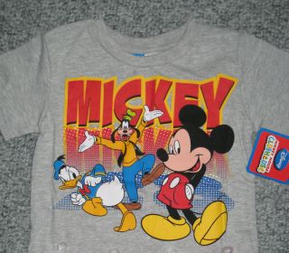 Girls Mickey Mouse Goofy Donald Duck Short Sleeve T shirt Grey NEW