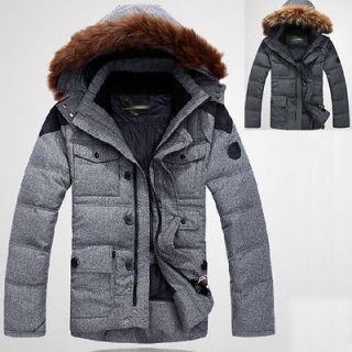 Mens Down Jacket Garment Wear Winter Ski Coat Hooded Fur Collar Parka