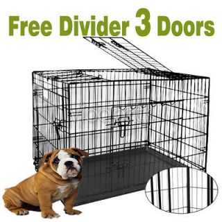 Black Portable Foldable Suitcase Metal Wire Pet Dog Crate Cage Kennel