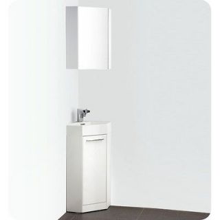Coda 14 White Modern Corner Bathroom Vanity (2 Pieces) Brushed