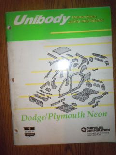DODGE NEON UNIBODY DIMENSIONS, JOINTS AND SEAMS SERVICE MANUAL (SY1121