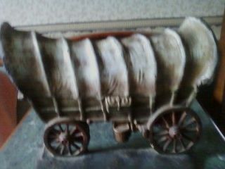 Antique Cast iron door stop covered wagon Titus Foundry, mich.