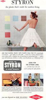 Bouffant Petticoat STYRON Dow Plastics Wall Tile 1955 MAGAZINE AD