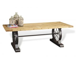 Drexler Rustic Reclaimed Wood Wheel Dining Table