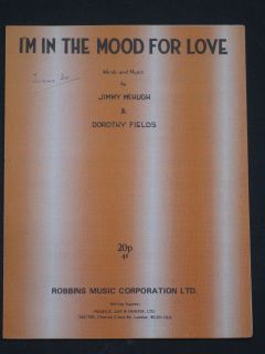 IN THE MOOD FOR LOVE sheet music JIMMY McHUGH & DOROTHY FIELDS