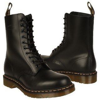 Dr. Martens Womens 1490 10 Eye Casual Leather Work Boots Black Smooth