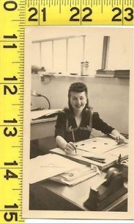 Vintage 1940s Photograph   Young Woman at Drafting Table?