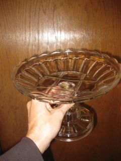 ANTIQUE EAPG GLASS COMPOTE DISH CAKE STAND SCALLOPED