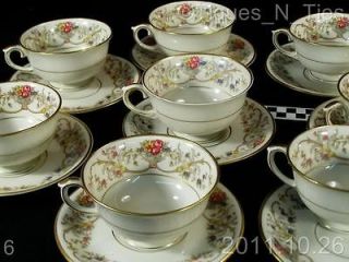 Set 8 Vintage Lamberton China DOROTHEA Cups and Saucers