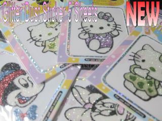 5Sheets Glitter Neno Sticker Decal Hello Kitty And Famous Mouse