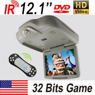 12.1 HD LCD Overhead Ceiling Flip Down DVD Game Player IR FM USB SD