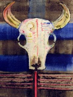 Doug Coffin Buffalo Spirit Pole #2 IMPRESSIVE Original monotype Skull