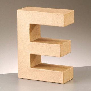 Cardboard Letter E 3D Paper Mache Craft Free Standing Brown Buff