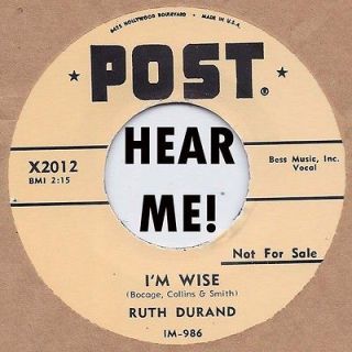 JAMP BLUES RUTH DURAND – I’M WISE/ TIN CAN ALLEY   POST REPRO