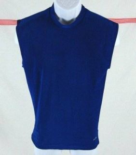 Mens XL Athletic Spandex Shirt  Sleeveless Blue Stretch Sport