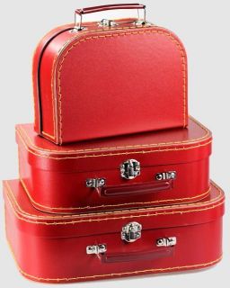 Childrens Mini Nesting Suitcase Set Kids Storage Cases Red