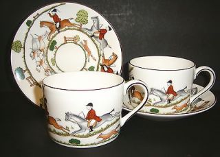 Wedgwood Hunting Scene Cups and Saucers Horse Hound Hunt Ride