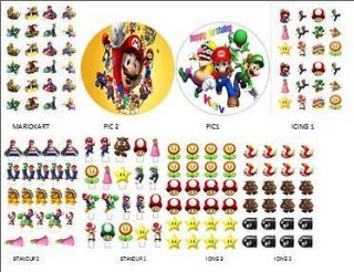 Edible Cake toppers Super Mario x 24 Icing or rice paper many others