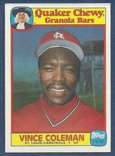 1986 Topps Quaker Chewy Granola Bars   Vince Coleman   Cardinals
