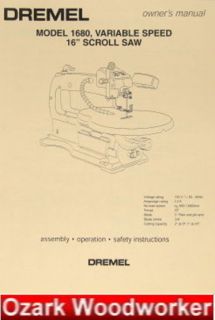 DREMEL Model 1680 16 Scroll Saw Operators & Parts Manual 0281