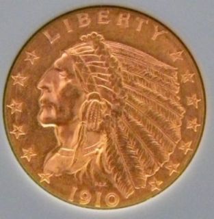 Quarter Eagle 1910 Indian Head US Gold Coin
