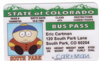 South Park Plastic Collectors Card Choose Cartman Kyle Stan Kenny Chef