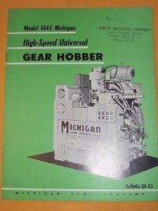 Vtg Michigan Tool Co Catalog~1445 Gear Hobber~Machine