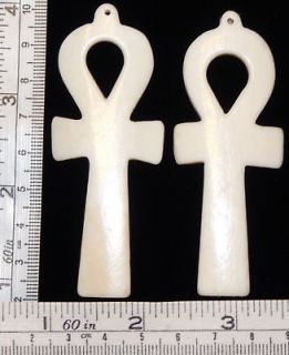 Bone Ankh Pendants, Large 3 in long x 1.2 in wide 2 pcs