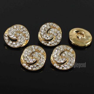50 X Clear Rhinestone Crystal Gold Shank Buttons Sewing Notions Craft