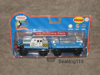 RARE Retired Thomas Wooden Railway Ice Delivery Cars New In Box