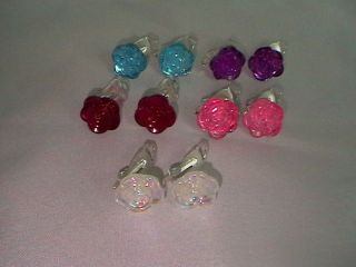 Clip On Rose Earrings in 5 Colours   Ideal children