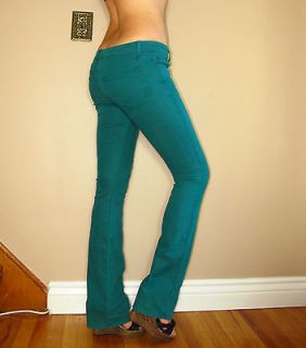 165 Rich&Skinny Emerald Green Color Slim Boot Leg Low Rise Jeans X