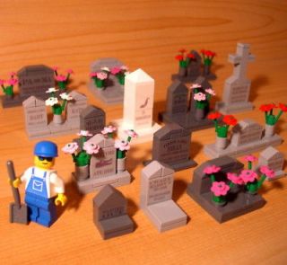 FUN CUSTOM CEMETERY SET for town/city/trai n/church LEGO graveyard