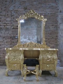 IN STOCK Real Gold Leaf French Rococo dressing table vanity handmade