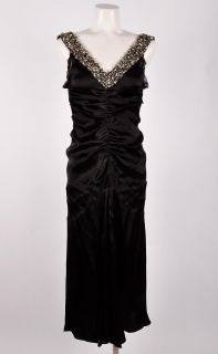 Trelise Cooper Black Silk Sleeveless Dress w/ Jewels SZ 40